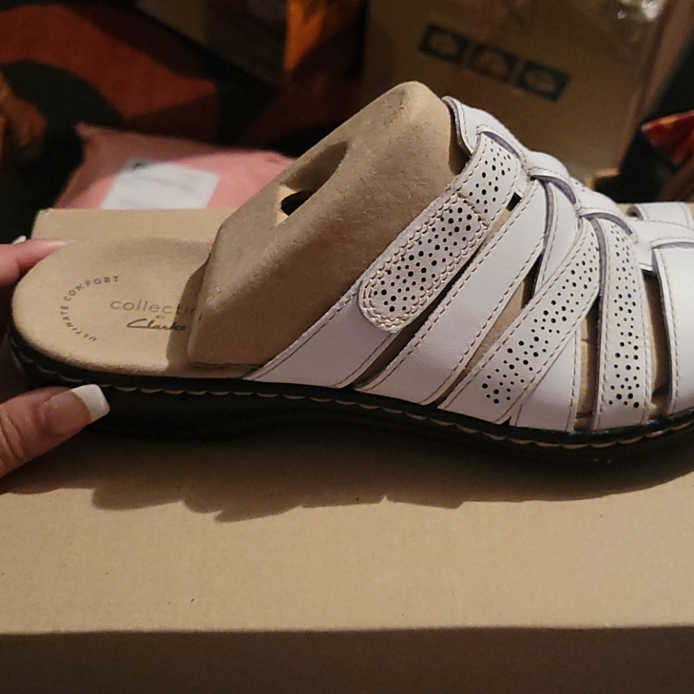 Clark's white sandal